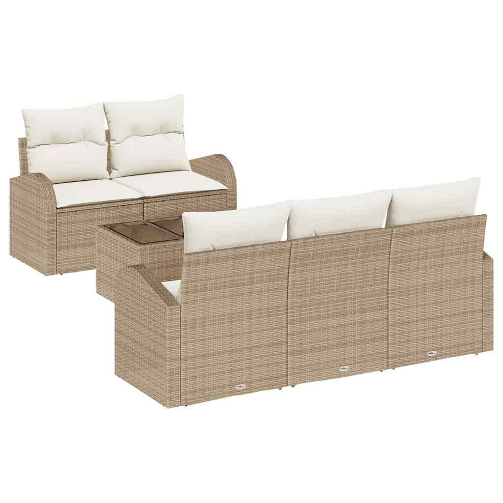 Tuin Sofa Set met opslag 6 pcs Beige en Crème poly rattan is nu te koop bij PeponiXL, paradijselijk wonen!