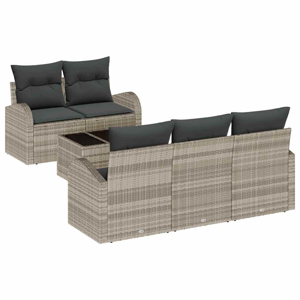 Tuin Sofa Set 6 pcs Licht Grijs en Donker Grijs poly rattan is nu te koop bij PeponiXL, paradijselijk wonen!