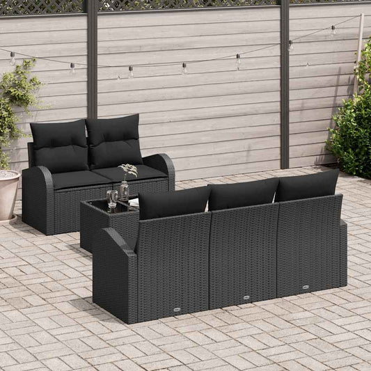 Tuin Sofa Set met opslag met kussen 6 pcs Zwart poly rattan is nu te koop bij PeponiXL, paradijselijk wonen!