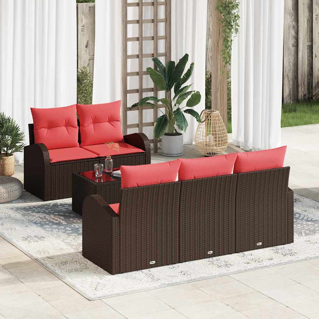 Tuin Sofa Set met opslag 6 pcs Beige en Rood poly rattan is nu te koop bij PeponiXL, paradijselijk wonen!