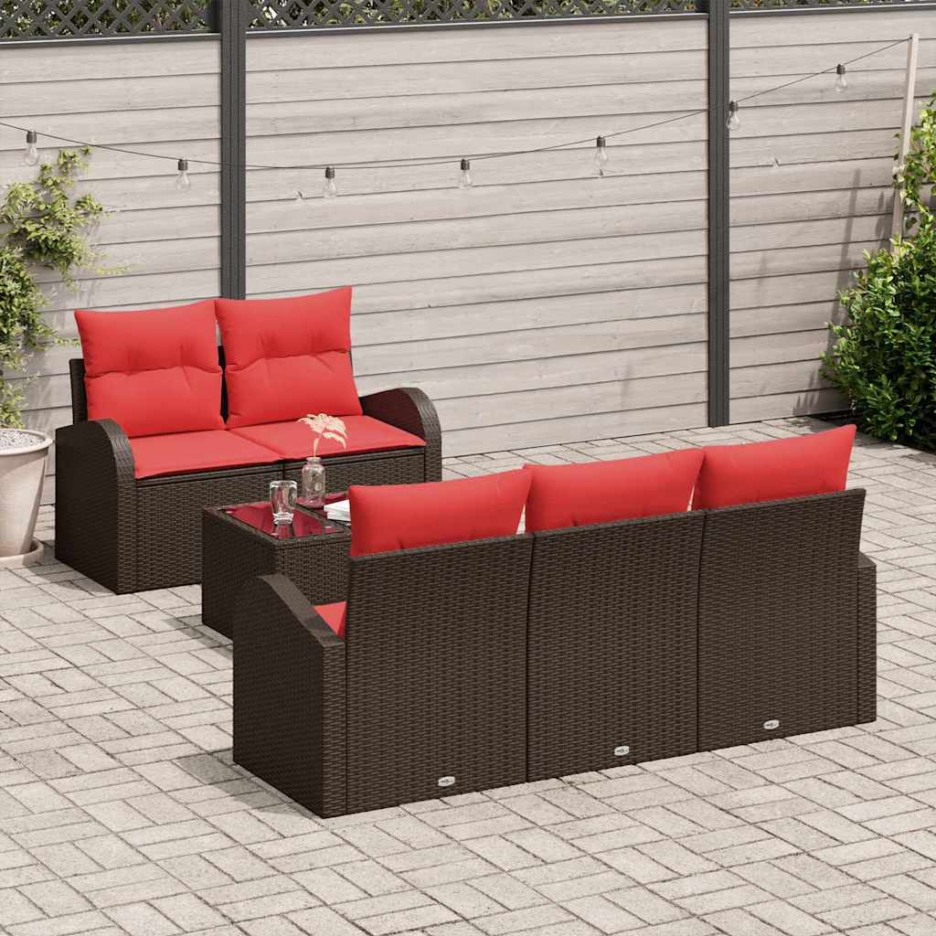Tuin Sofa Set met opslag 6 pcs Beige en Rood poly rattan is nu te koop bij PeponiXL, paradijselijk wonen!
