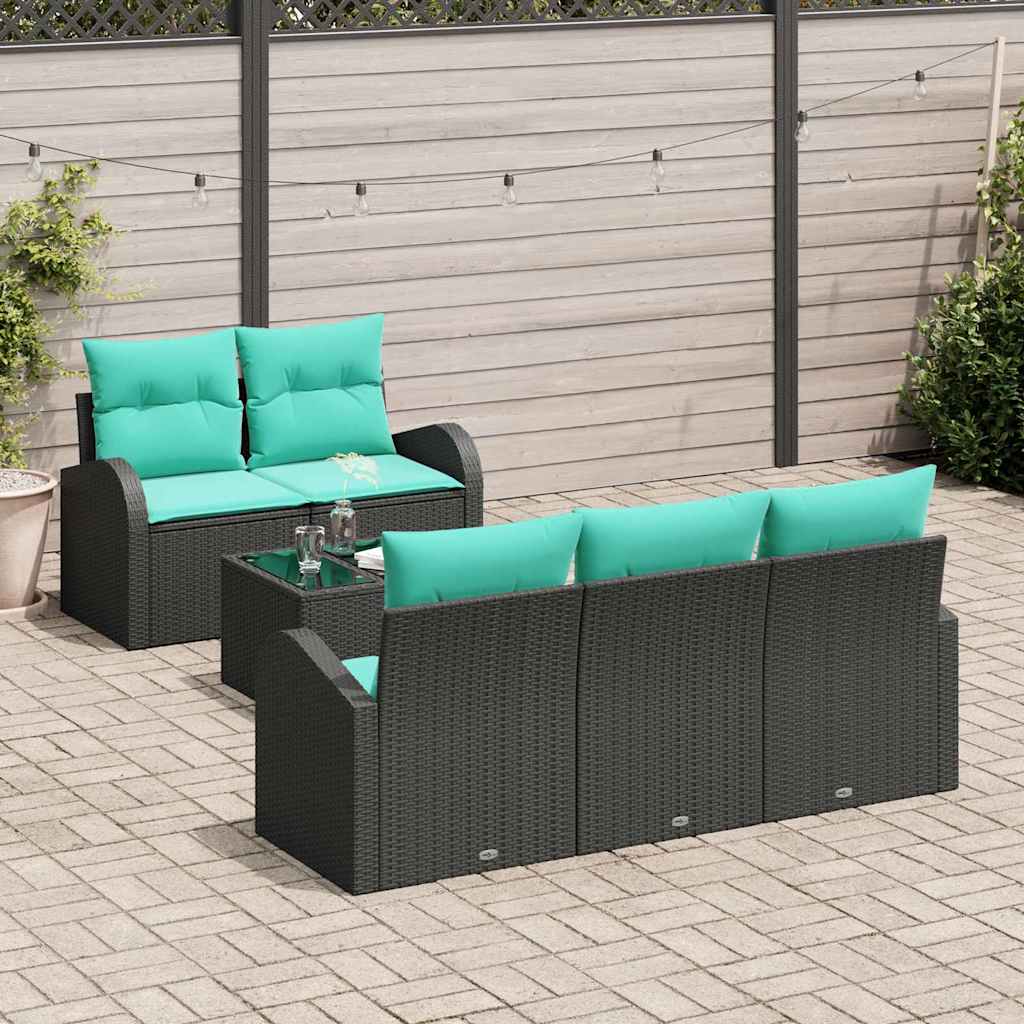 Tuin Sofa Set met kussen met opslag 6 pcs Zwart en Turquoise is nu te koop bij PeponiXL, paradijselijk wonen!