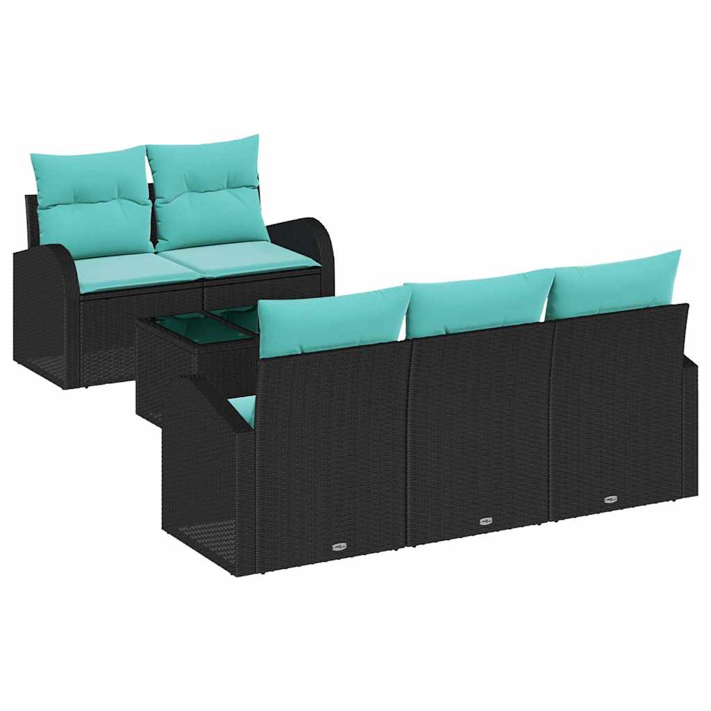 Tuin Sofa Set met kussen met opslag 6 pcs Zwart en Turquoise is nu te koop bij PeponiXL, paradijselijk wonen!