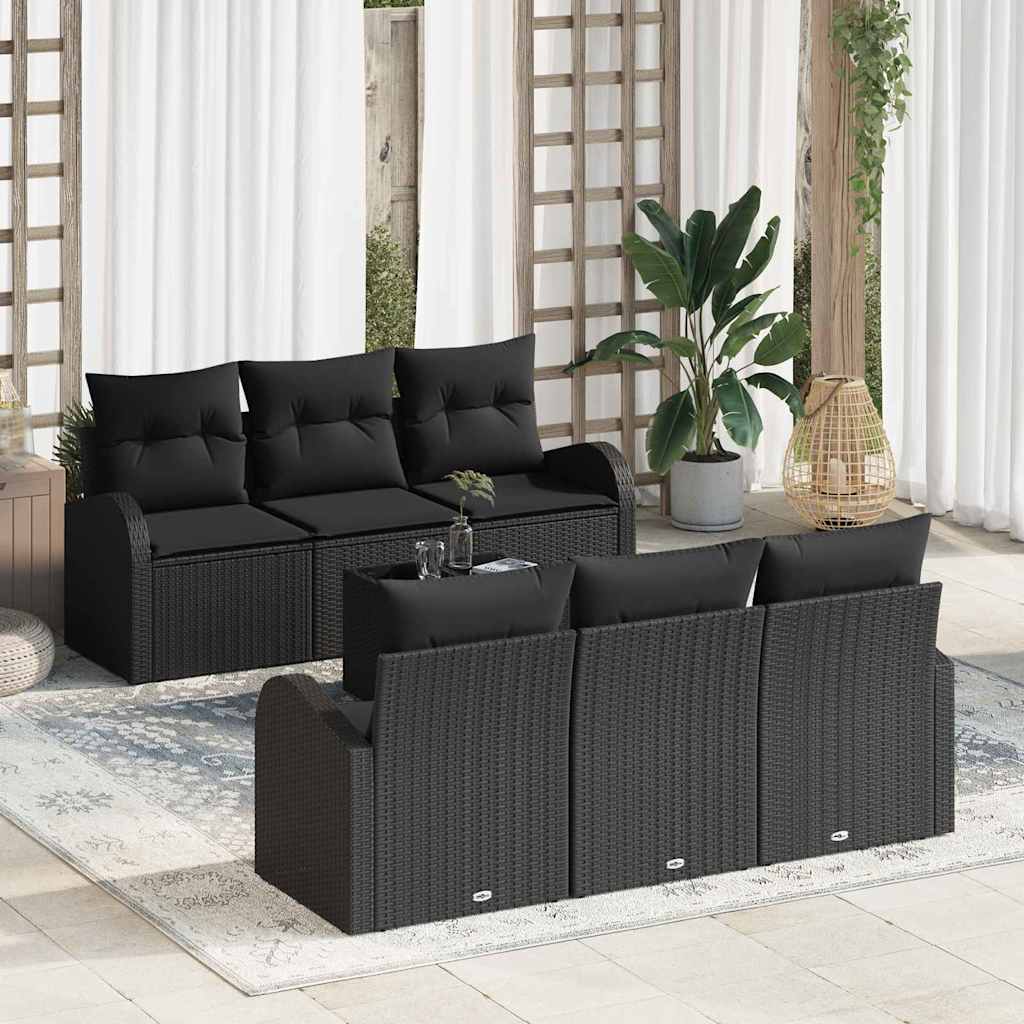 Tuin Sofa Set met opslag met kussen 7 pcs Zwart poly rattan is nu te koop bij PeponiXL, paradijselijk wonen!