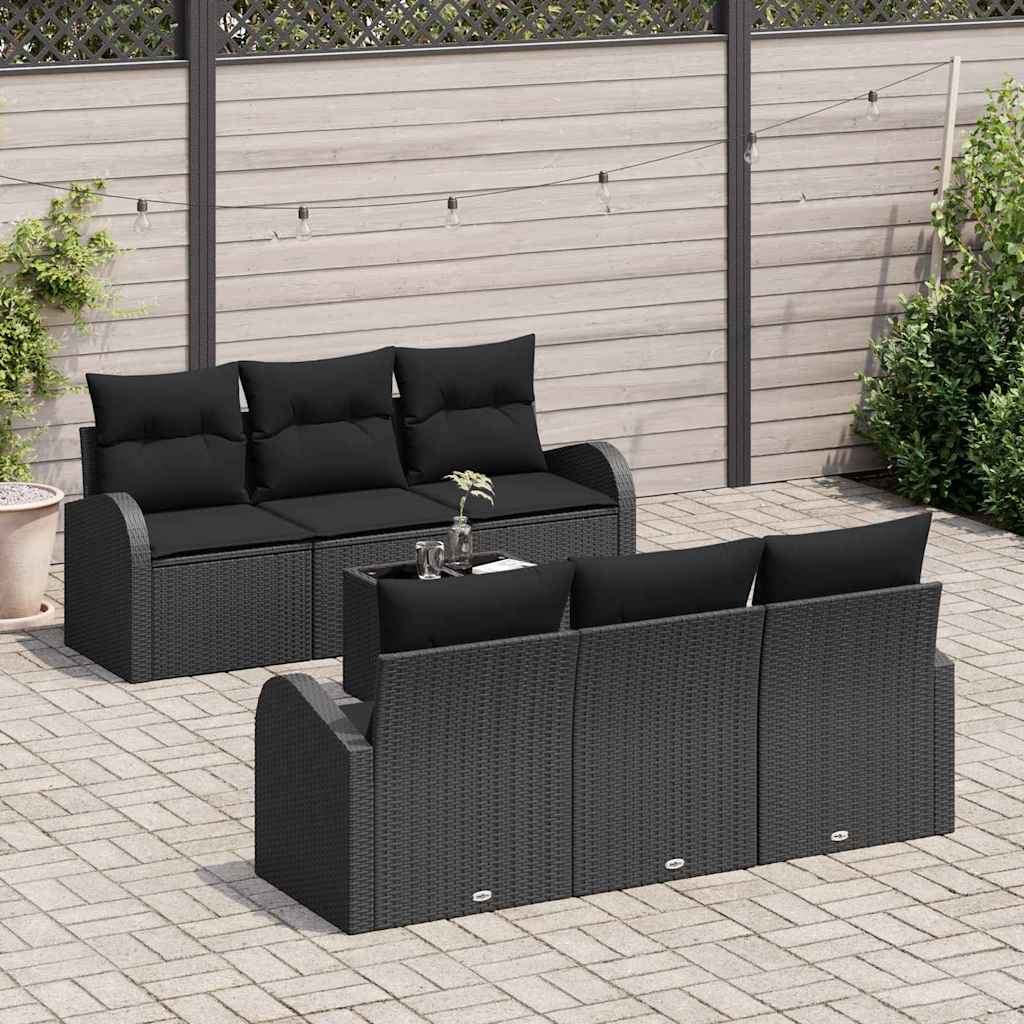 Tuin Sofa Set met opslag met kussen 7 pcs Zwart poly rattan is nu te koop bij PeponiXL, paradijselijk wonen!