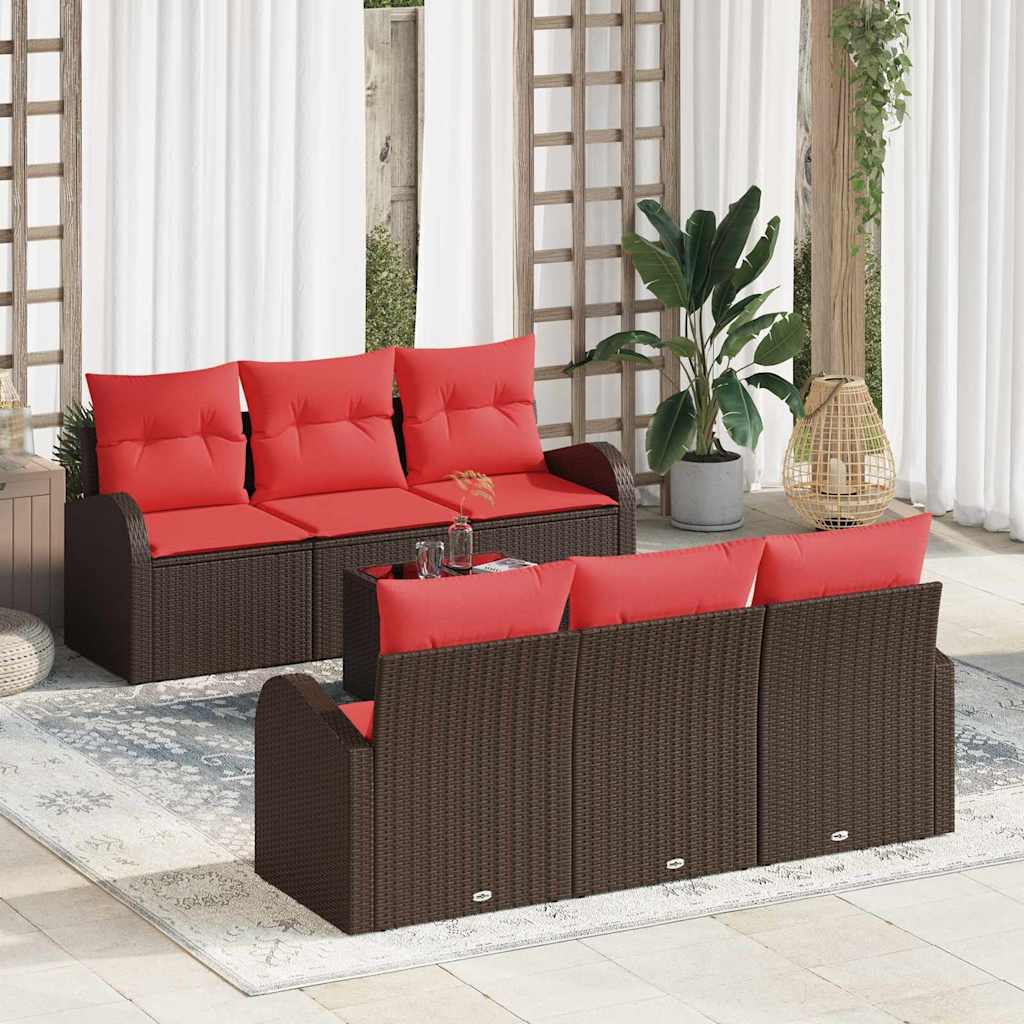 Tuin Sofa Set met opslag 7 pcs Beige en Rood poly rattan is nu te koop bij PeponiXL, paradijselijk wonen!
