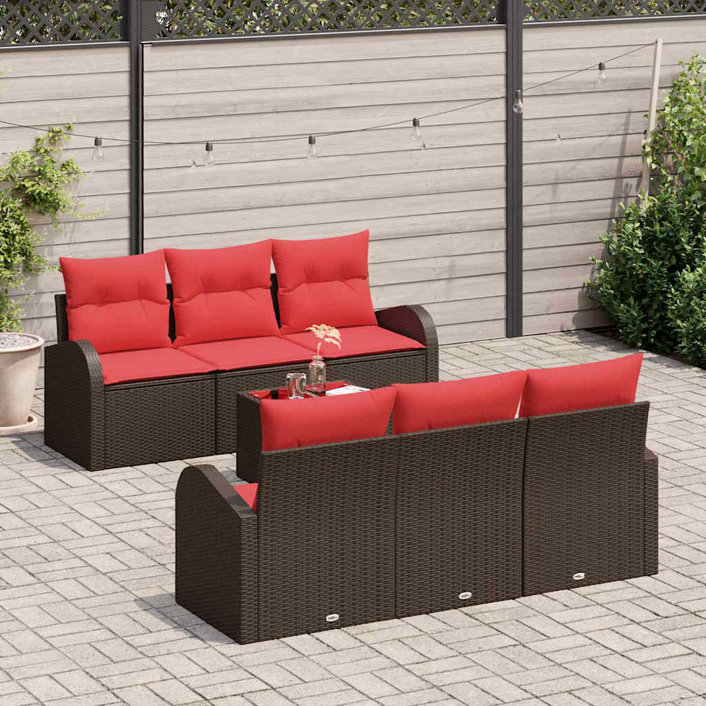 Tuin Sofa Set met opslag 7 pcs Beige en Rood poly rattan is nu te koop bij PeponiXL, paradijselijk wonen!