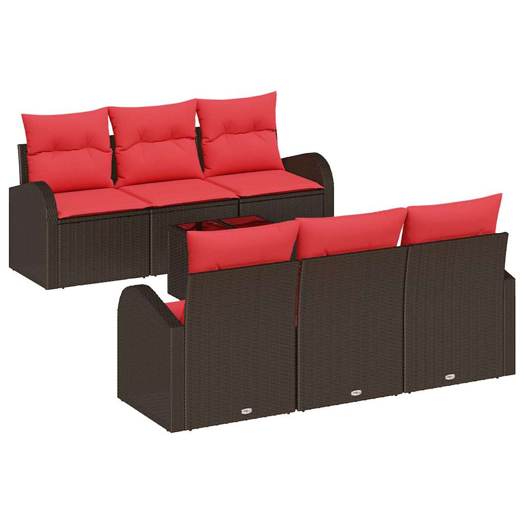 Tuin Sofa Set met opslag 7 pcs Beige en Rood poly rattan is nu te koop bij PeponiXL, paradijselijk wonen!