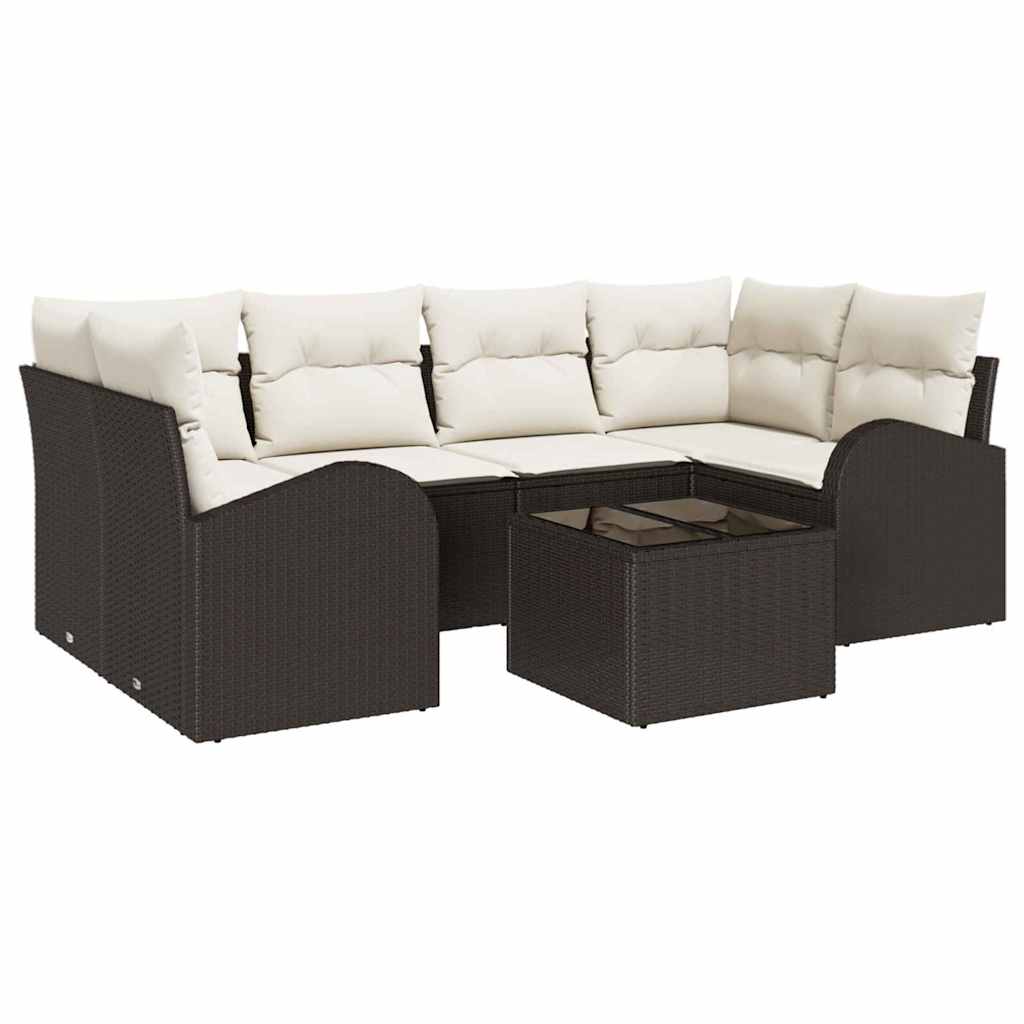 Tuin Sofa Set met opslag 7 pcs Bruin en Crème poly rattan is nu te koop bij PeponiXL, paradijselijk wonen!