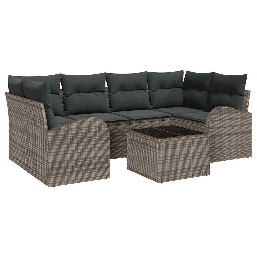 Tuin Sofa Set met opslag met kussen 7 pcs Grijs poly rattan is nu te koop bij PeponiXL, paradijselijk wonen!