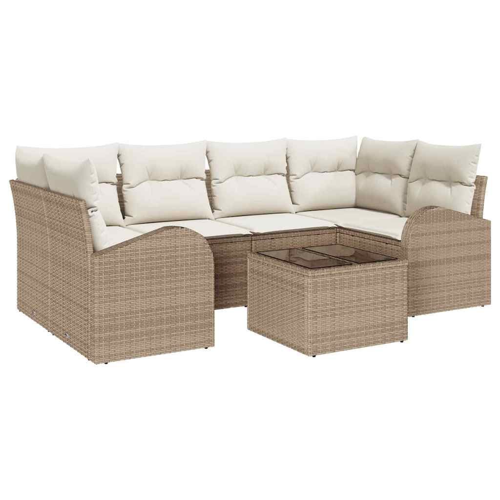 Tuin Sofa Set met opslag 7 pcs Beige en Crème poly rattan is nu te koop bij PeponiXL, paradijselijk wonen!