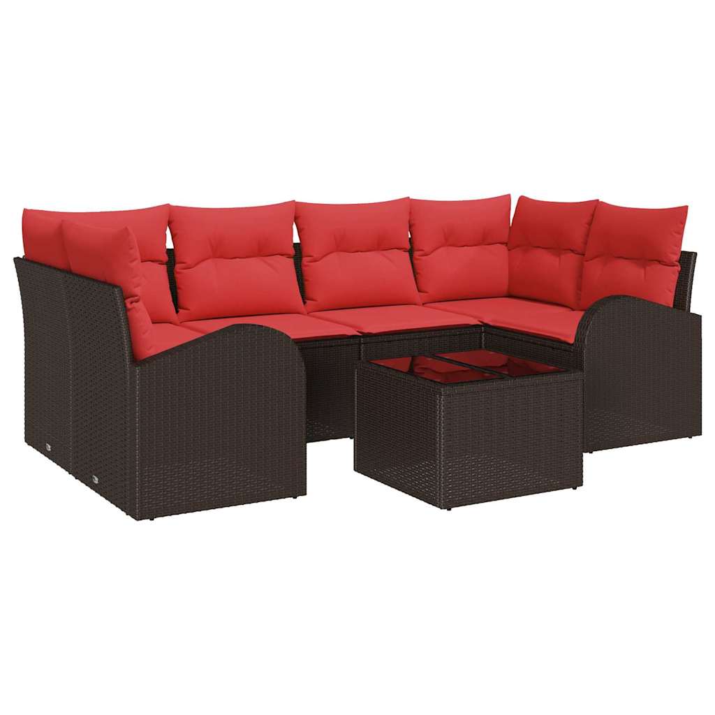 Tuin Sofa Set met opslag 7 pcs Beige en Rood poly rattan is nu te koop bij PeponiXL, paradijselijk wonen!