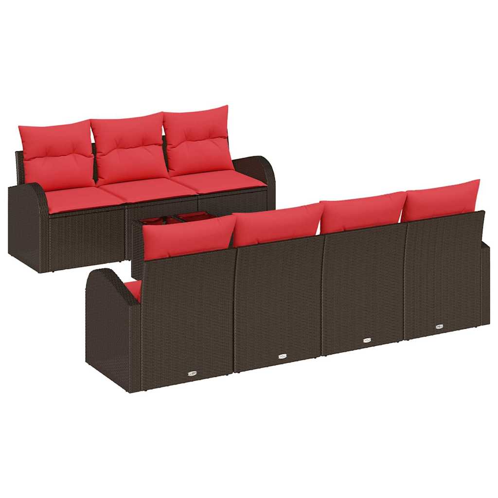 Tuin Sofa Set met opslag 8 pcs Beige en Rood poly rattan is nu te koop bij PeponiXL, paradijselijk wonen!