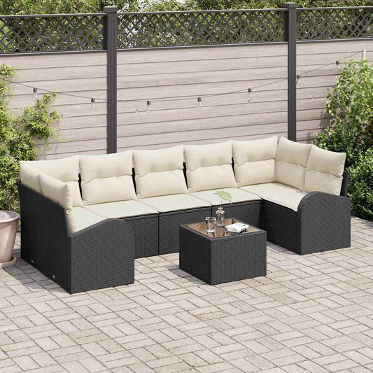 Tuin Sofa Set met opslag 8 pcs Zwart en Crème 289 x 124 x 69 cm is nu te koop bij PeponiXL, paradijselijk wonen!