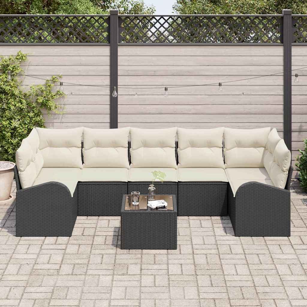 Tuin Sofa Set met opslag 8 pcs Zwart en Crème 289 x 124 x 69 cm is nu te koop bij PeponiXL, paradijselijk wonen!