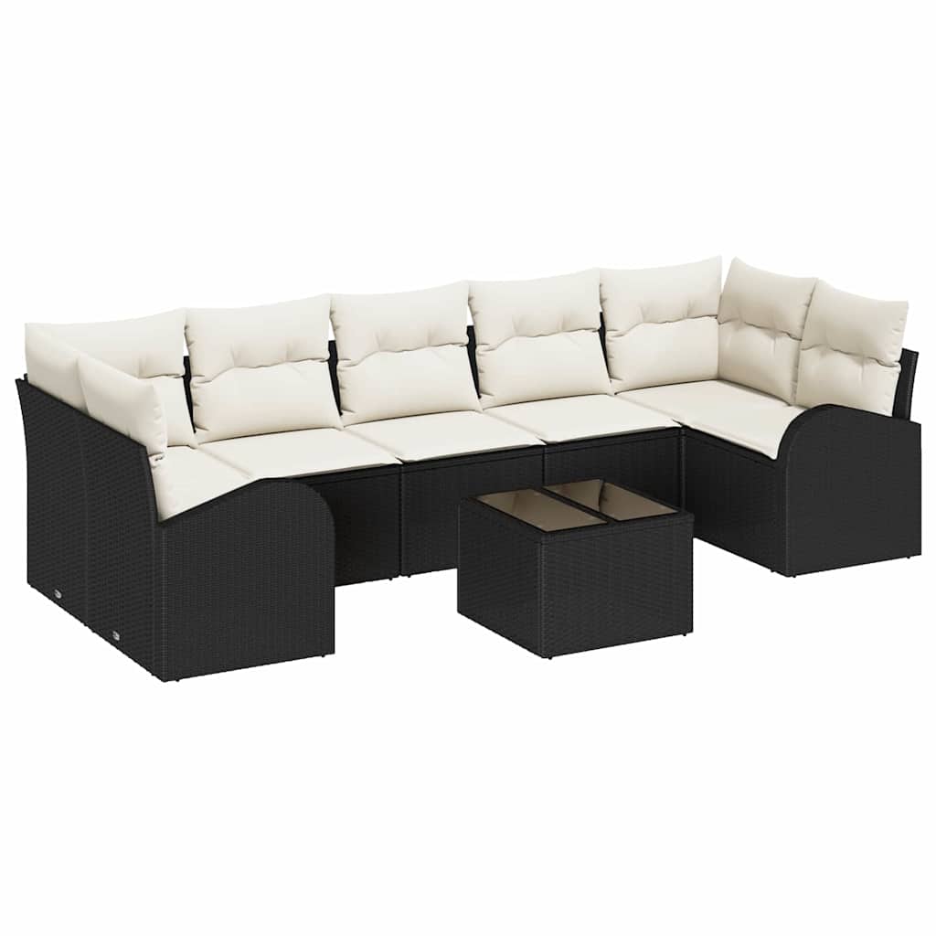 Tuin Sofa Set met opslag 8 pcs Zwart en Crème 289 x 124 x 69 cm is nu te koop bij PeponiXL, paradijselijk wonen!