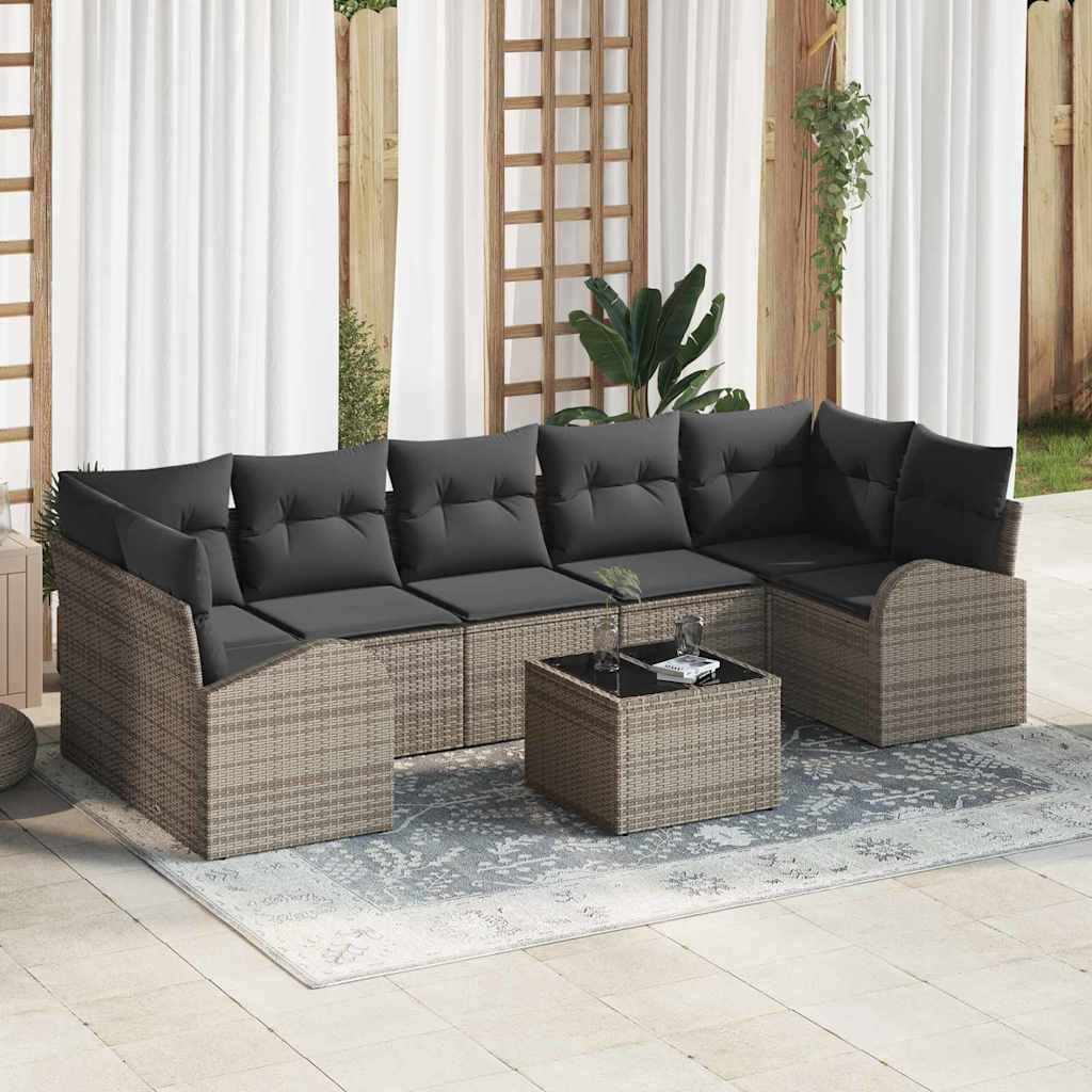 Tuin Sofa Set 8 pcs Grijs 289 x 124 x 69 cm poly rattan is nu te koop bij PeponiXL, paradijselijk wonen!