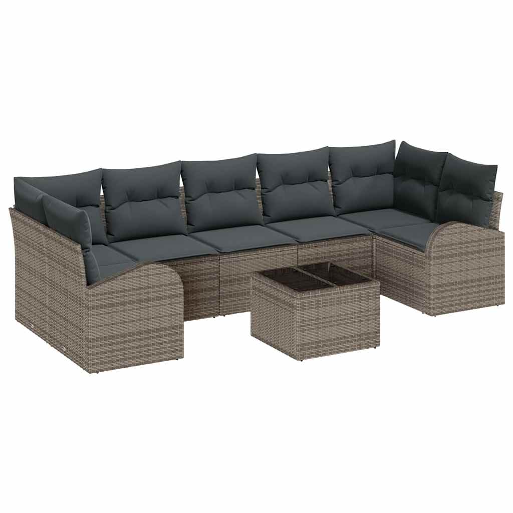 Tuin Sofa Set 8 pcs Grijs 289 x 124 x 69 cm poly rattan is nu te koop bij PeponiXL, paradijselijk wonen!
