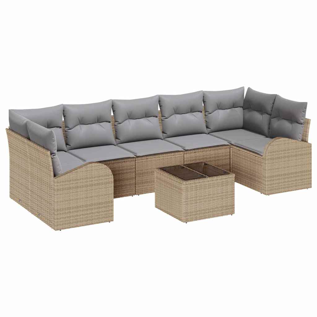 Tuin Sofa Set met opslag 8 pcs Beige en Grijs 289 x 124 x 69 cm is nu te koop bij PeponiXL, paradijselijk wonen!