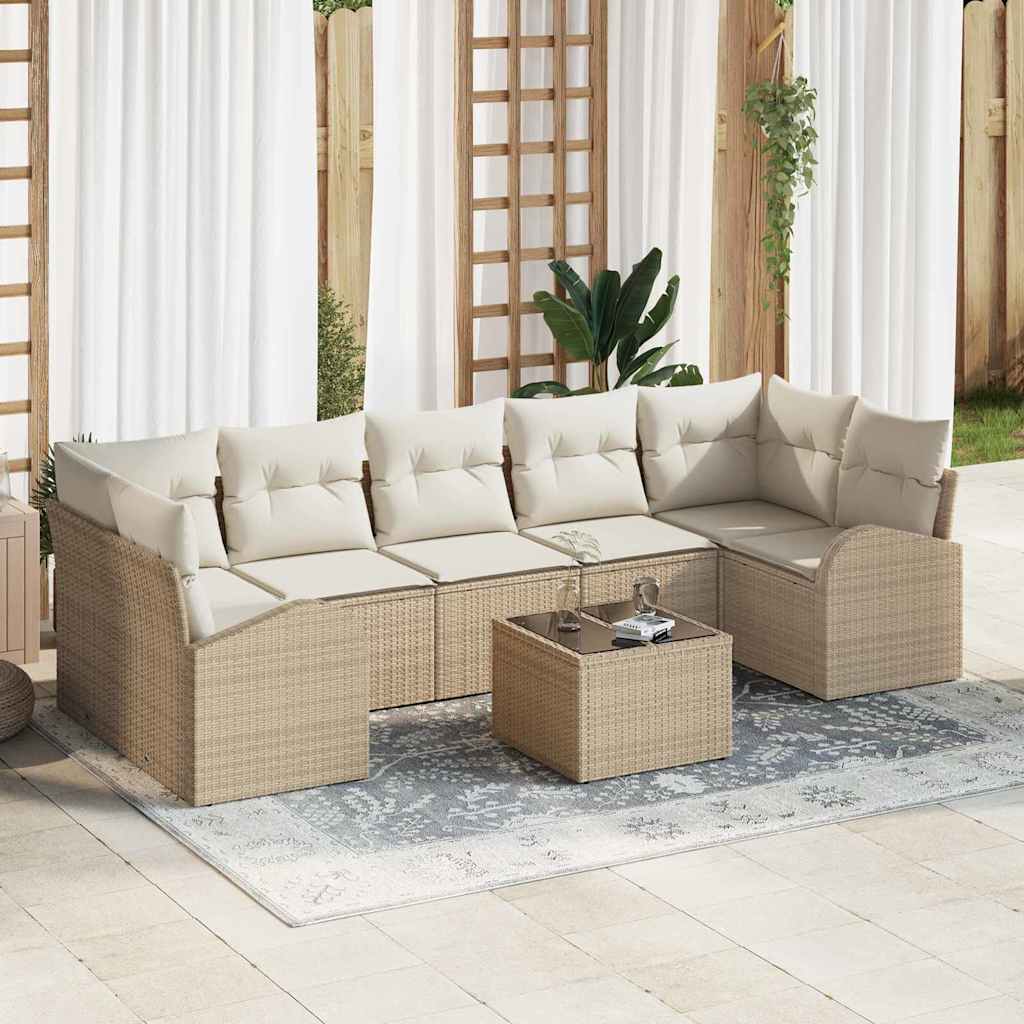 Tuin Sofa Set met opslag 8 pcs Beige en Crème 289 x 124 x 69 cm is nu te koop bij PeponiXL, paradijselijk wonen!