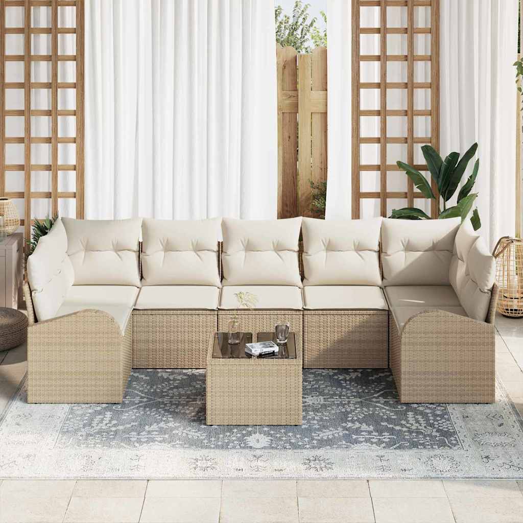 Tuin Sofa Set met opslag 8 pcs Beige en Crème 289 x 124 x 69 cm is nu te koop bij PeponiXL, paradijselijk wonen!