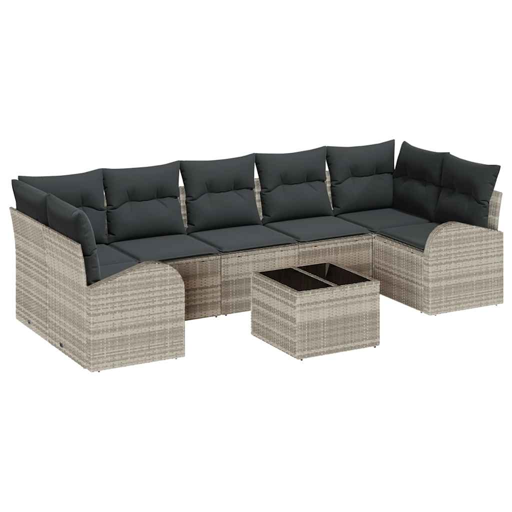 Tuin Sofa Set 8 pcs Licht Grijs en Donker Grijs poly rattan is nu te koop bij PeponiXL, paradijselijk wonen!