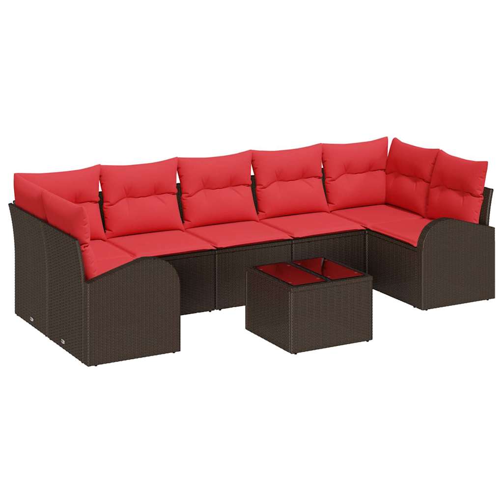 Tuin Sofa Set met opslag 8 pcs Beige en Rood poly rattan is nu te koop bij PeponiXL, paradijselijk wonen!