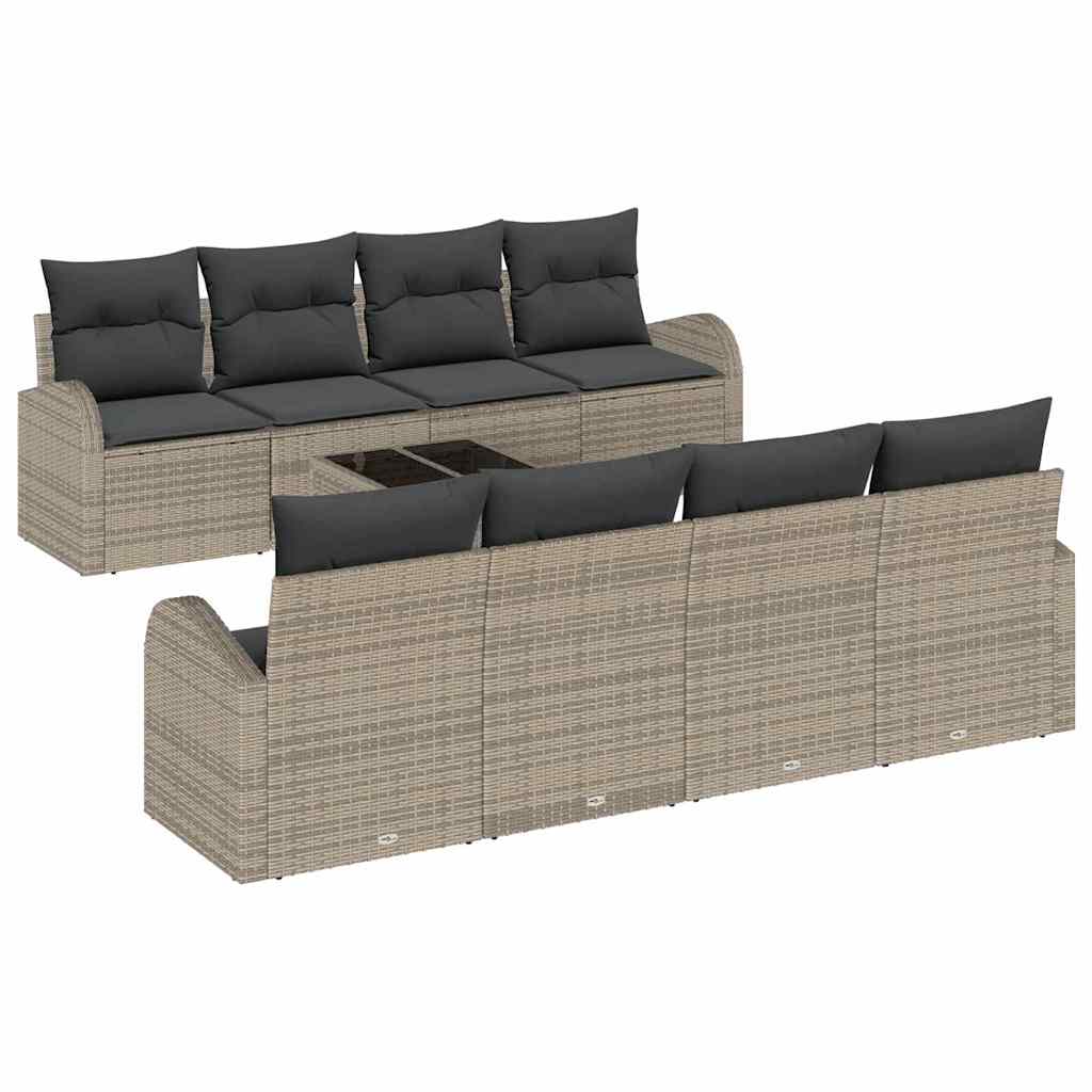 Tuin Sofa Set met opslag met kussen 9 pcs Grijs poly rattan is nu te koop bij PeponiXL, paradijselijk wonen!