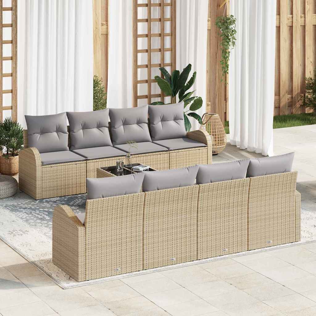 Tuin Sofa Set met opslag 9 pcs Beige en Grijs poly rattan is nu te koop bij PeponiXL, paradijselijk wonen!