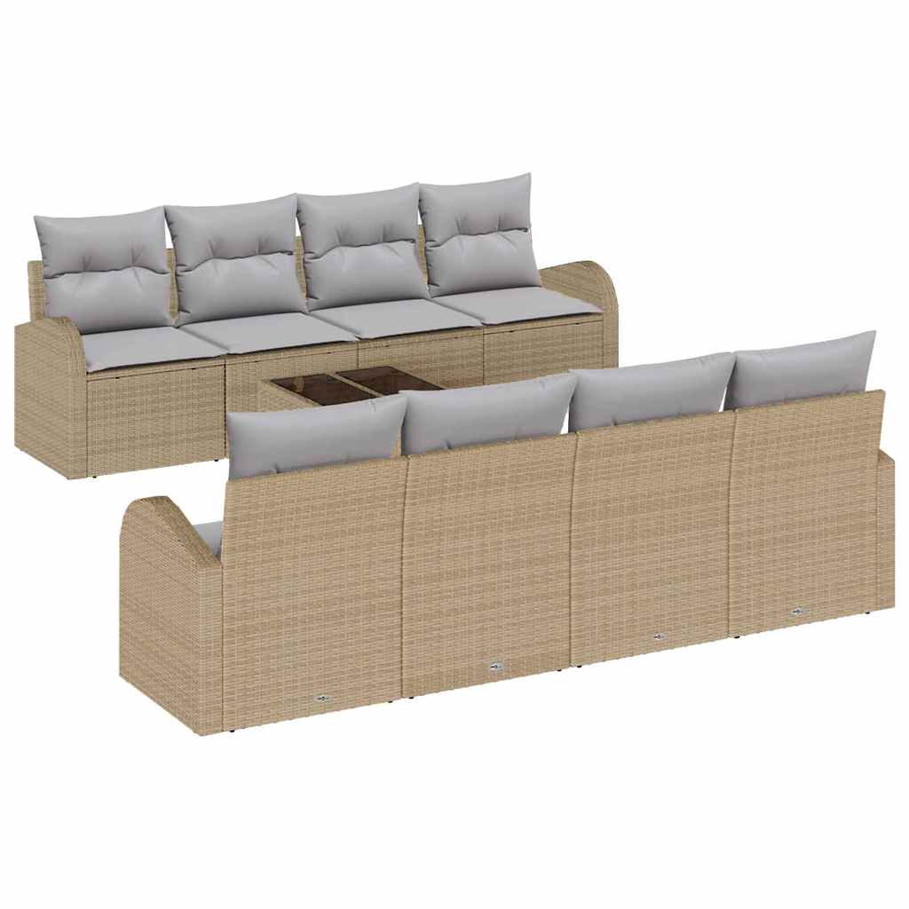 Tuin Sofa Set met opslag 9 pcs Beige en Grijs poly rattan is nu te koop bij PeponiXL, paradijselijk wonen!