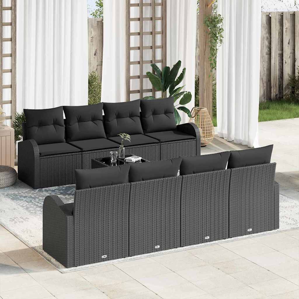 Tuin Sofa Set met opslag met kussen 9 pcs Zwart poly rattan is nu te koop bij PeponiXL, paradijselijk wonen!
