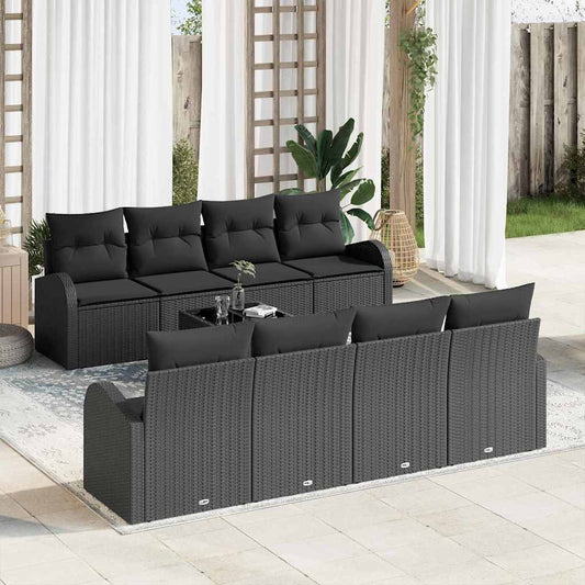Tuin Sofa Set met opslag met kussen 9 pcs Zwart poly rattan is nu te koop bij PeponiXL, paradijselijk wonen!
