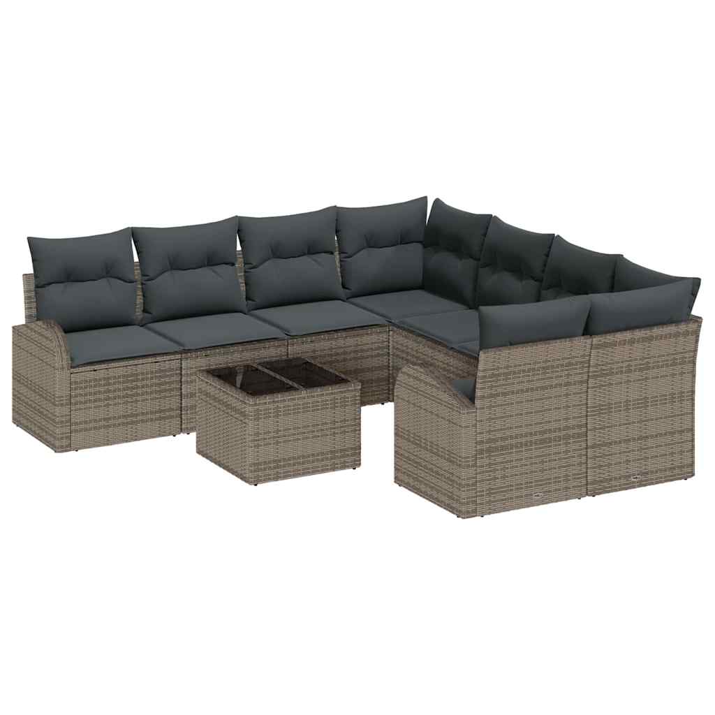 Bankstel met kussen met opslag 9 pcs Grijs poly rattan is nu te koop bij PeponiXL, paradijselijk wonen!