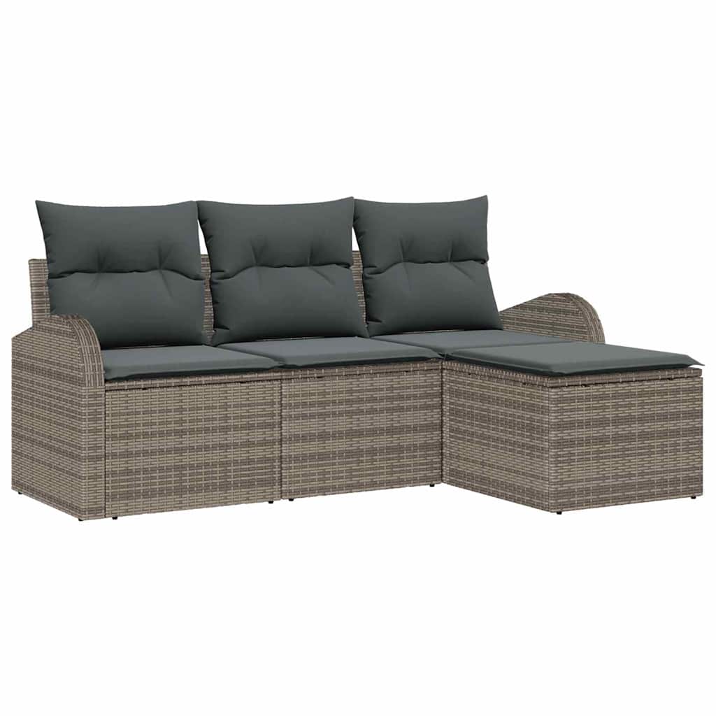 Bankstel met kussen met opslag 4 pcs Grijs poly rattan is nu te koop bij PeponiXL, paradijselijk wonen!