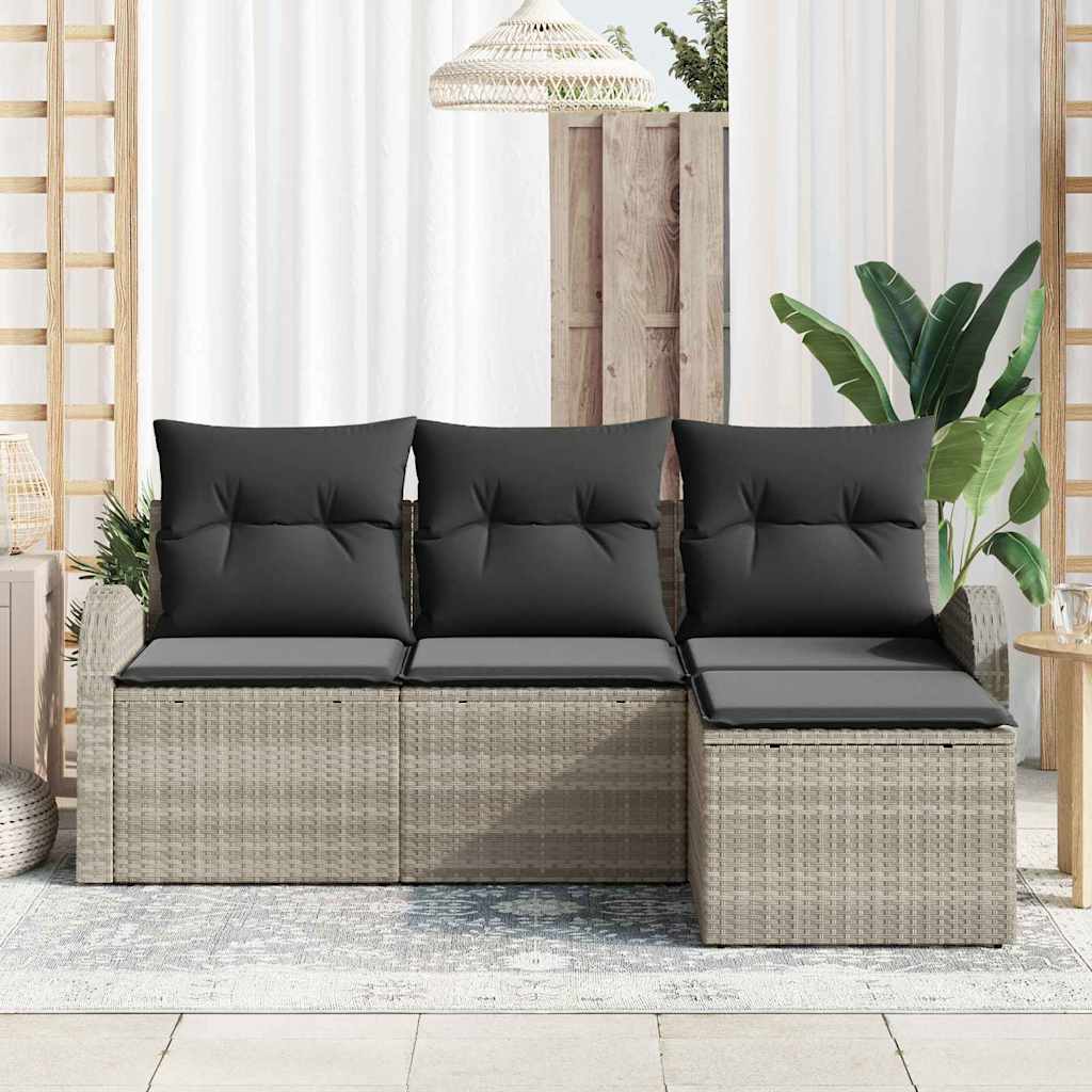Bankstel met kussen met opslag 4 pcs Lichtgrijs poly rattan is nu te koop bij PeponiXL, paradijselijk wonen!