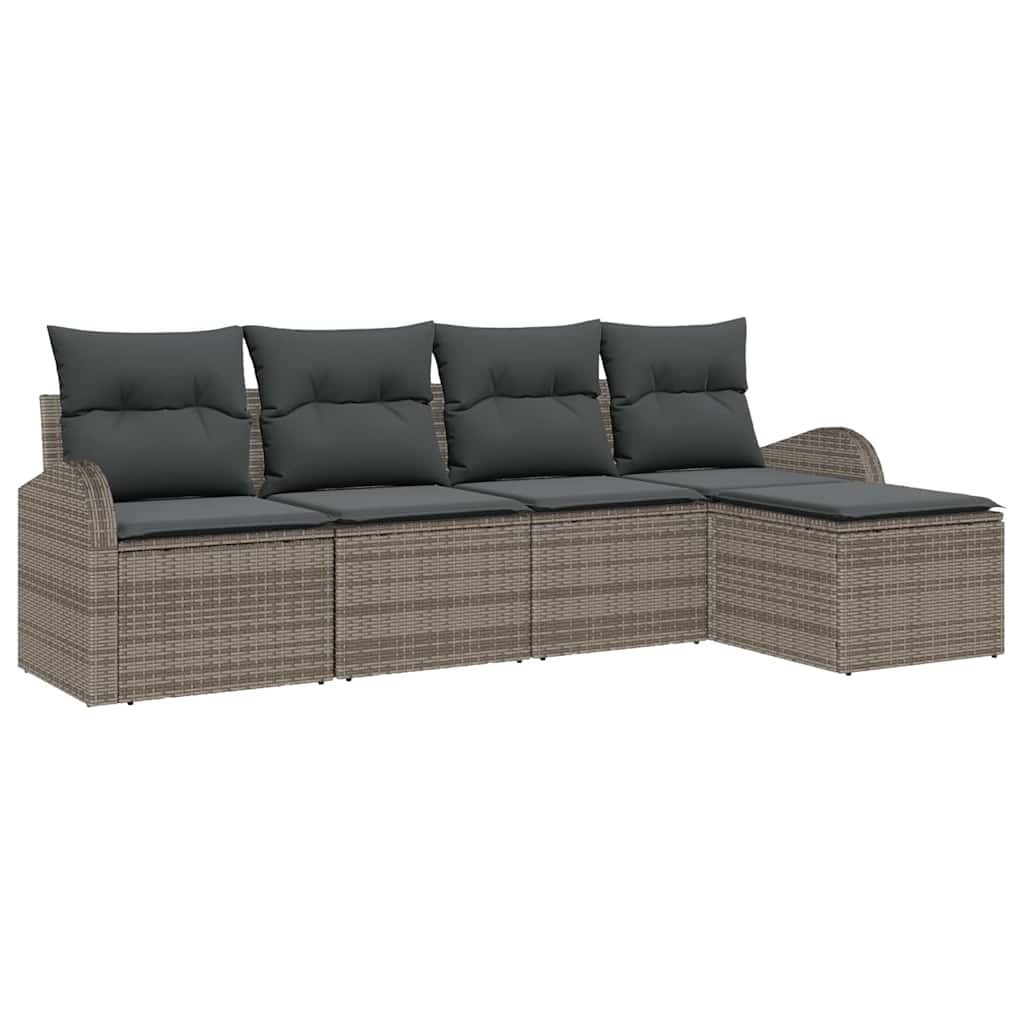 Bankstel met kussen met opslag 5 pcs Grijs poly rattan is nu te koop bij PeponiXL, paradijselijk wonen!