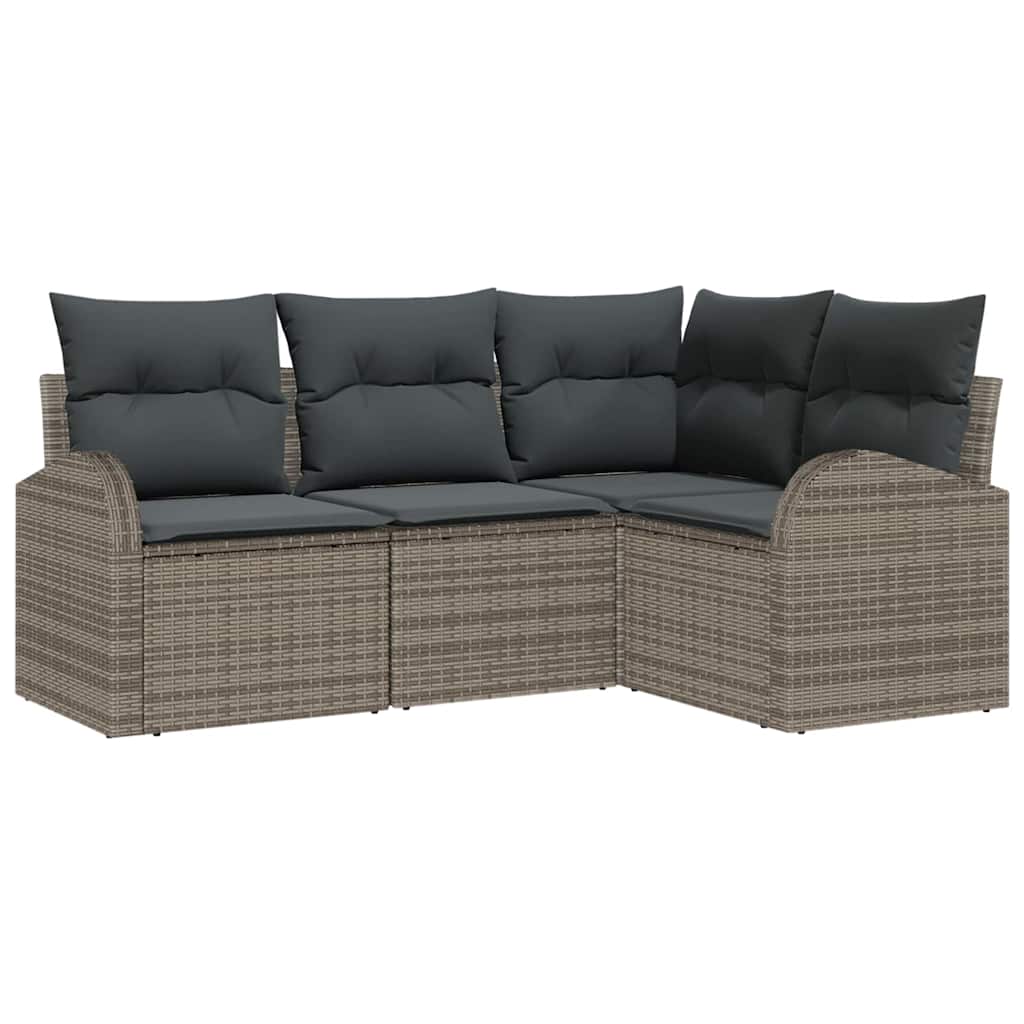 Tuinbankenset met kussen met opslag 4 pcs Grijs poly rattan is nu te koop bij PeponiXL, paradijselijk wonen!