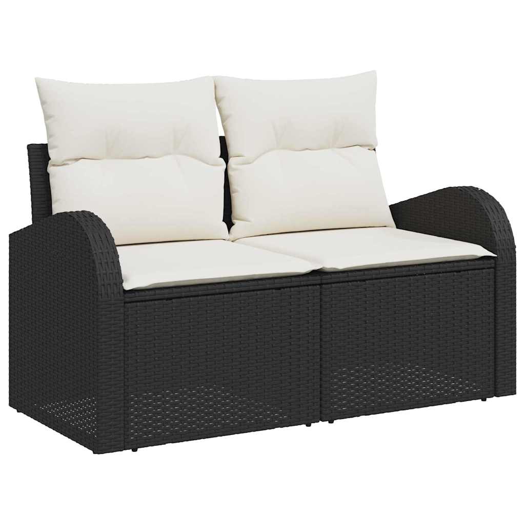 Tuinbankenset met kussen 5 pcs Zwart en Wit poly rattan is nu te koop bij PeponiXL, paradijselijk wonen!