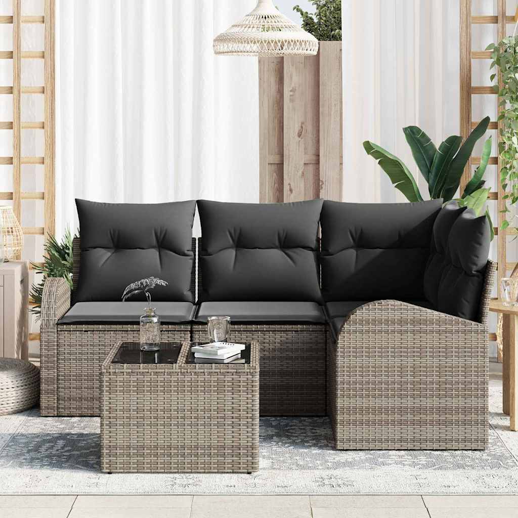 Tuinbankenset met kussen met opslag 5 pcs Grijs poly rattan is nu te koop bij PeponiXL, paradijselijk wonen!