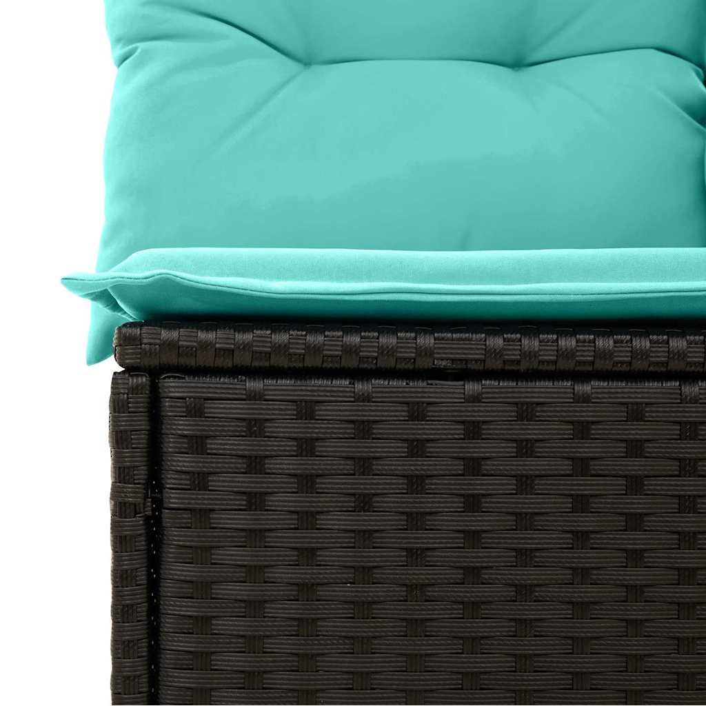 Tuinbankenset met kussen 5 pcs Zwart en Turquoise poly rattan