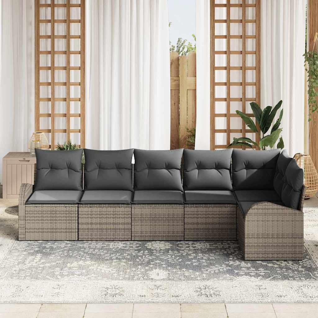 Tuinbankenset met kussen met opslag 6 pcs Grijs poly rattan is nu te koop bij PeponiXL, paradijselijk wonen!
