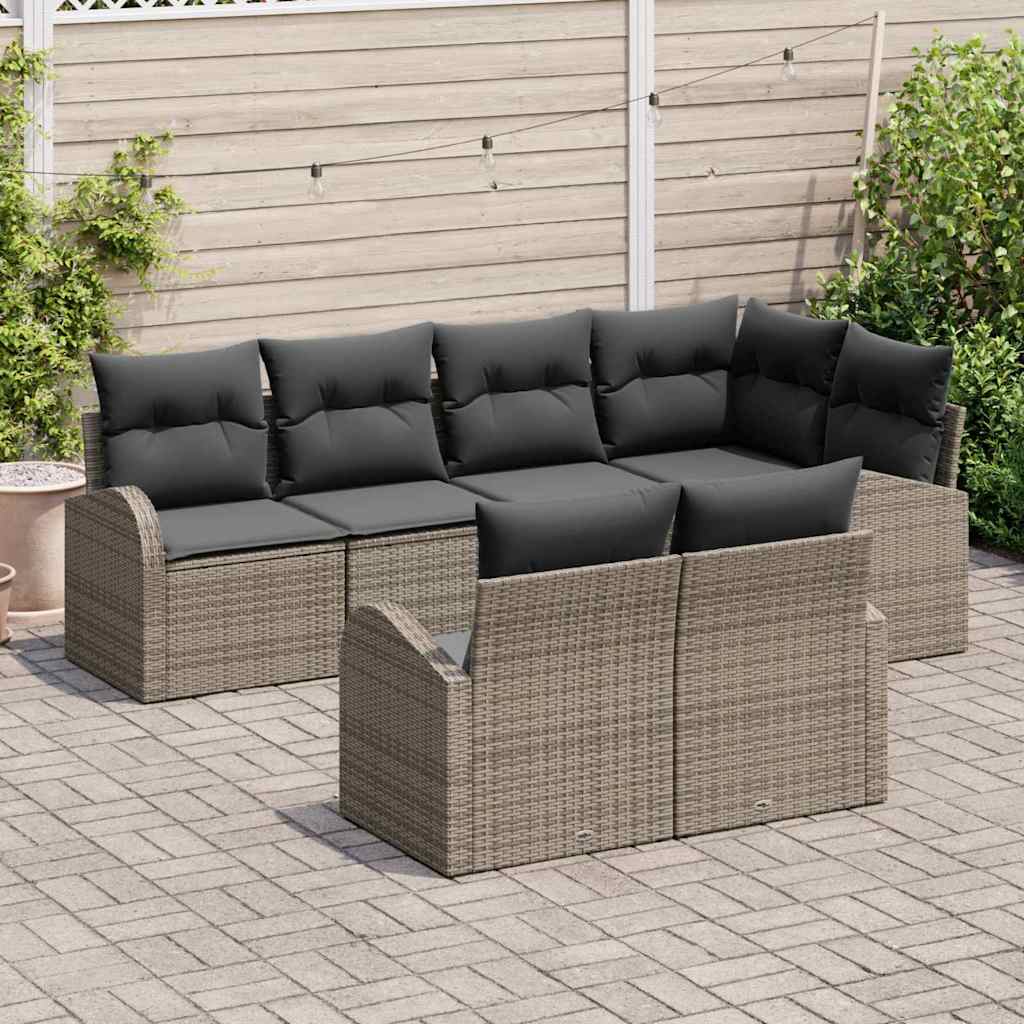 Tuinbankenset met kussen met opslag 7 pcs Grijs poly rattan is nu te koop bij PeponiXL, paradijselijk wonen!