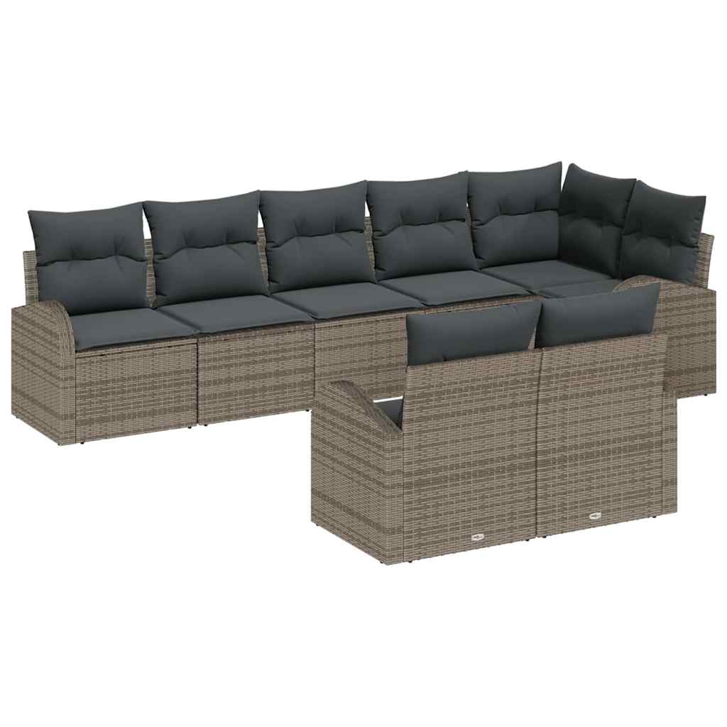 Tuinbankenset met kussen met opslag 8 pcs Grijs poly rattan is nu te koop bij PeponiXL, paradijselijk wonen!