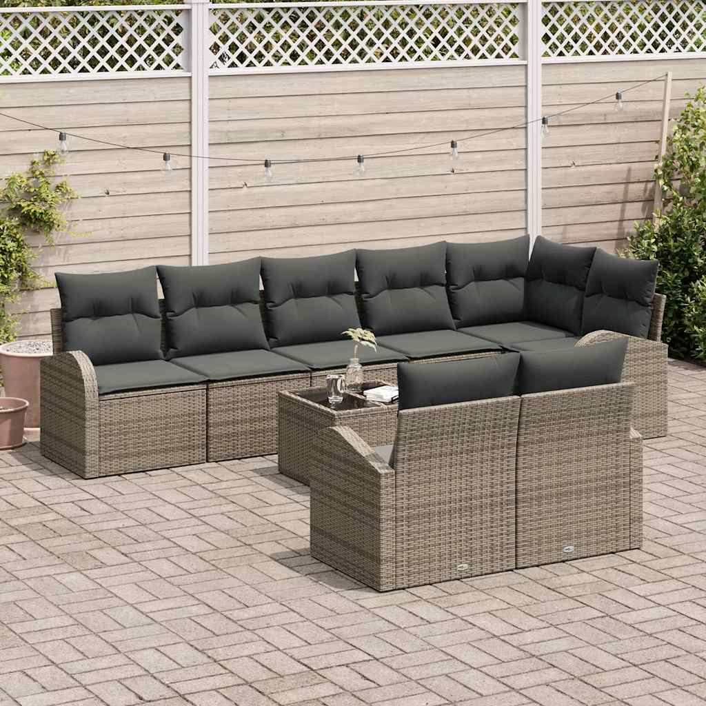 Tuinbankenset met kussen met opslag 9 pcs Grijs poly rattan is nu te koop bij PeponiXL, paradijselijk wonen!