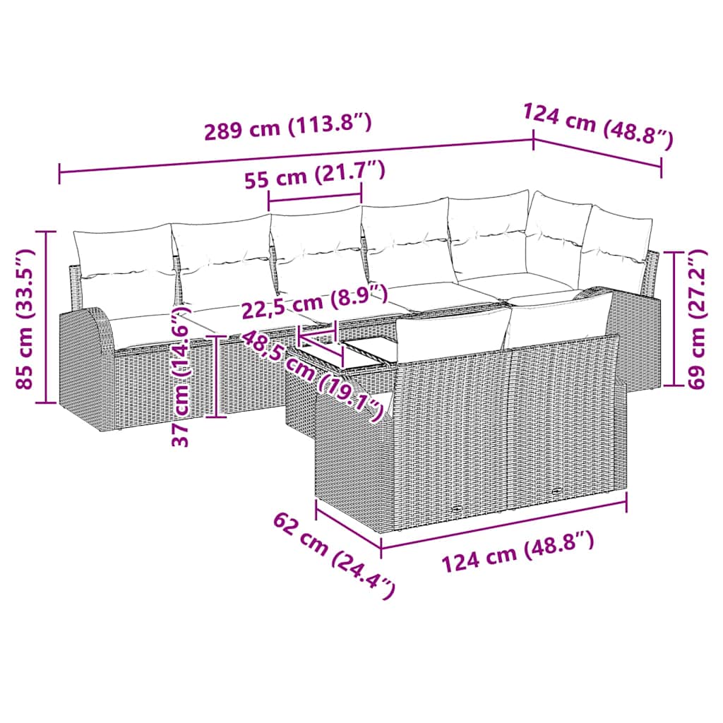 Tuinbankenset met kussen 9 pcs Beige en Wit poly rattan is nu te koop bij PeponiXL, paradijselijk wonen!