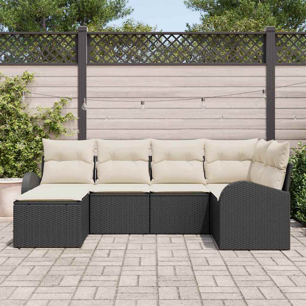 Bankstel met kussen met opslag 6 pcs Zwart en Wit poly rattan is nu te koop bij PeponiXL, paradijselijk wonen!