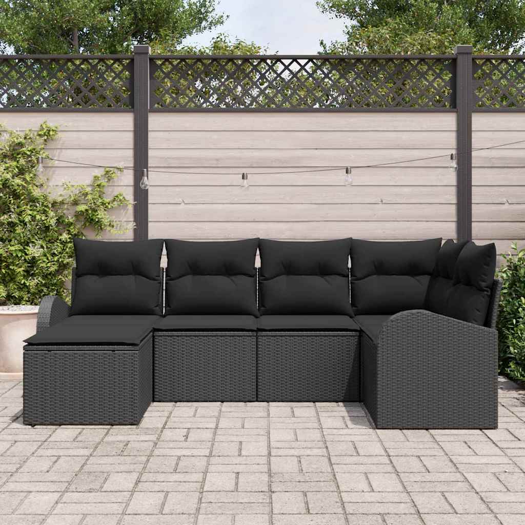 Bankstel met kussen met opslag 6 pcs Zwart poly rattan is nu te koop bij PeponiXL, paradijselijk wonen!