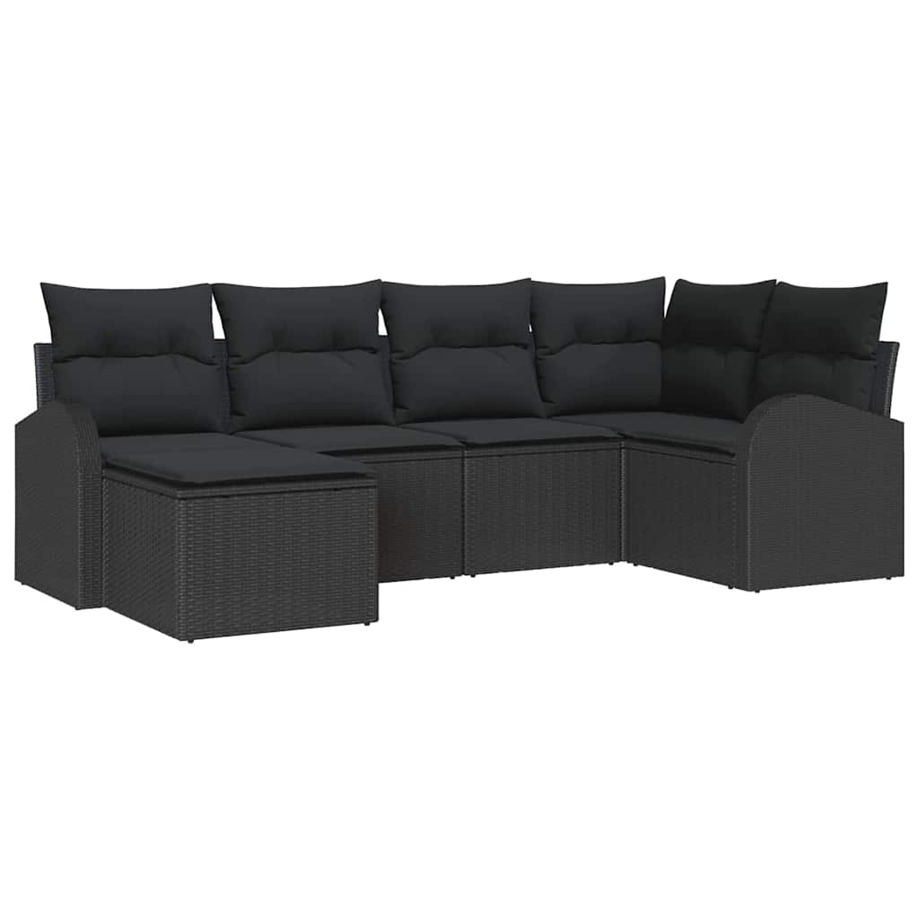 Bankstel met kussen met opslag 6 pcs Zwart poly rattan is nu te koop bij PeponiXL, paradijselijk wonen!