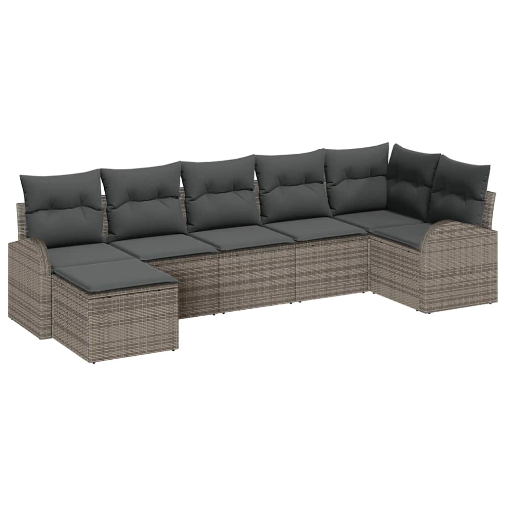 Bankstel met kussen met opslag 7 pcs Grijs poly rattan is nu te koop bij PeponiXL, paradijselijk wonen!