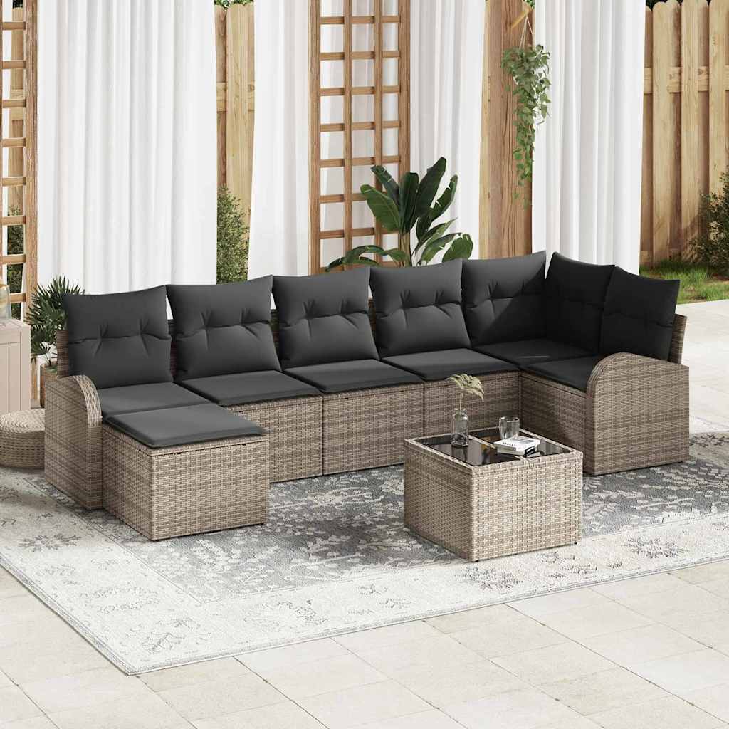 Bankstel met kussen met opslag 8 pcs Grijs poly rattan is nu te koop bij PeponiXL, paradijselijk wonen!